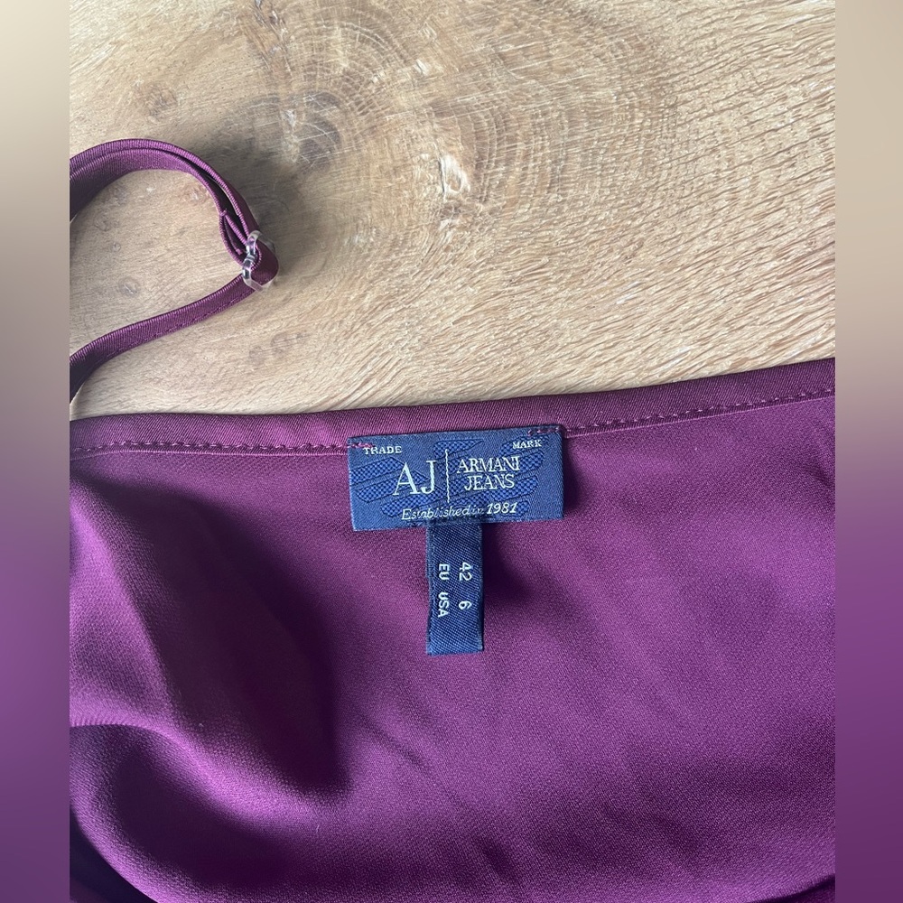 Armani Jeans y2k slip dress burgundy 6 vintage silky summer simple tank oxblood - Picture 3 of 4